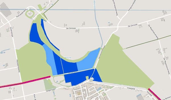Natuurgebied Sompen en Zooislagen: De licht- en donkerblauwe delen zijn landbouw. De groene delen zijn al natuur. (bron: kaart Natuurnetwerk Brabant. Zie www.groenontwikkelfondsbrabant.nl/kaart)