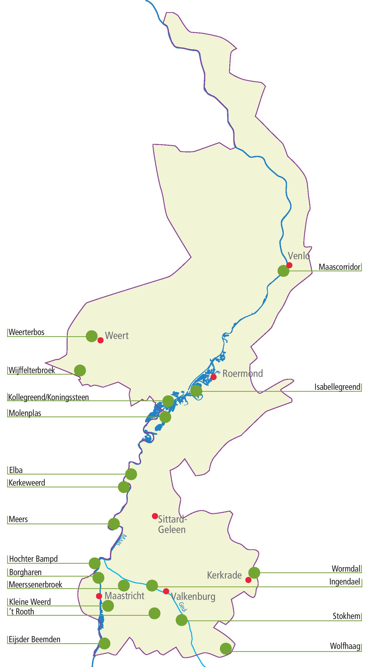 Locaties ARK veldlessen in Limburg in de afgelopen 25 jaar