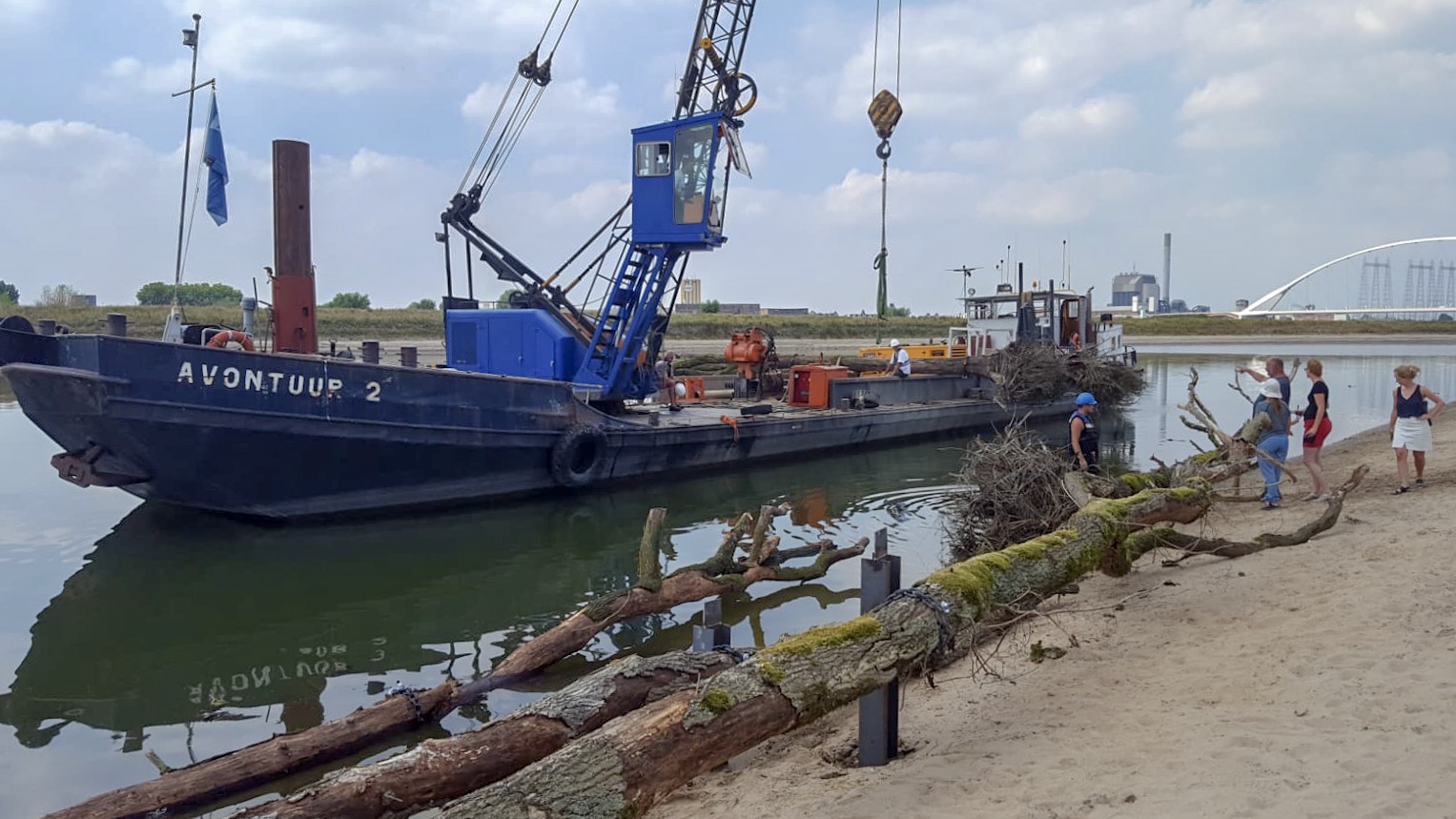 Plaatsing rivierhout Spiegelwaal, foto: Bart Beekers