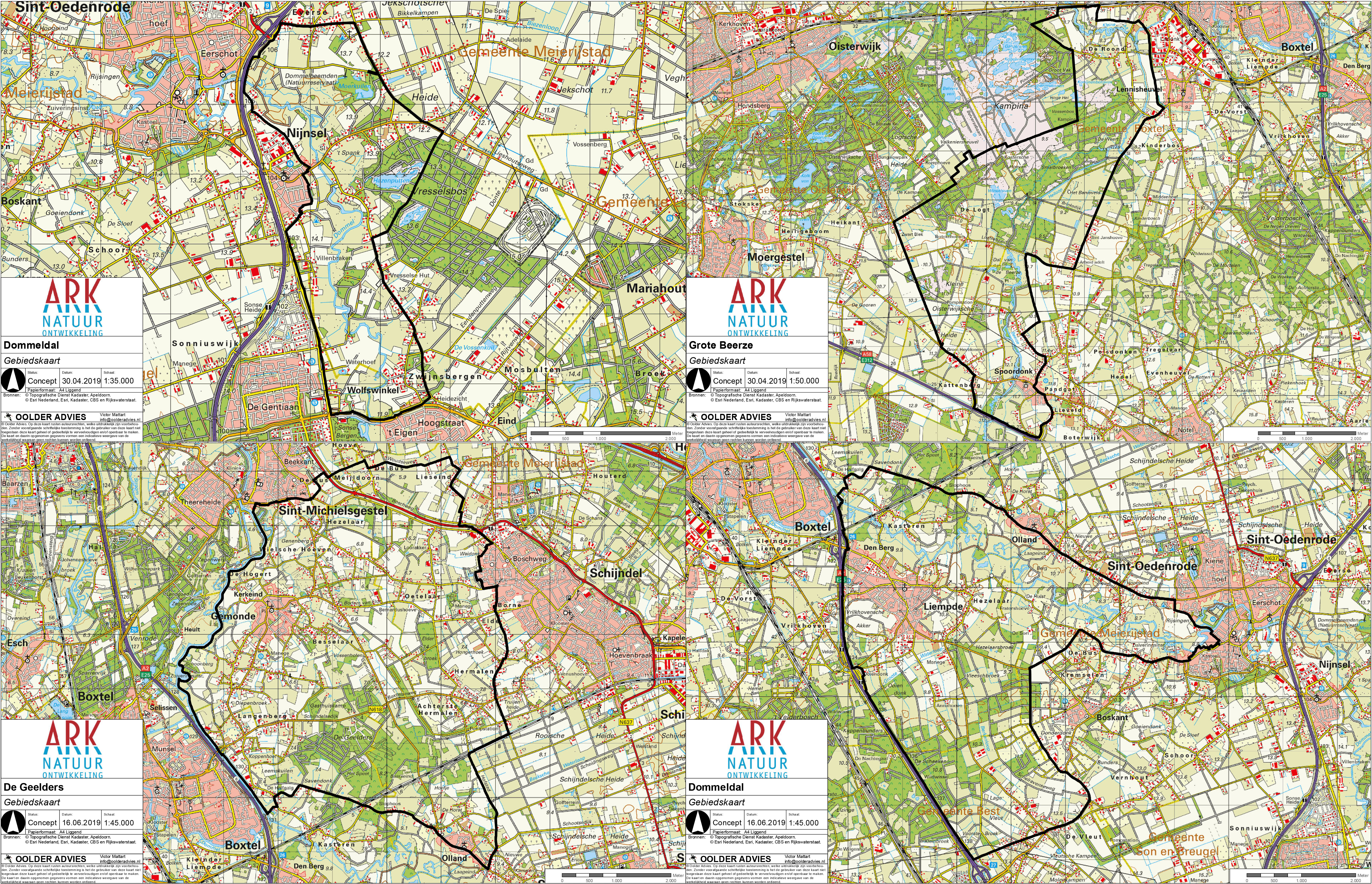 Gebiedskaarten Het Groene Woud. Kijk in de bijlagen voor losse kaarten