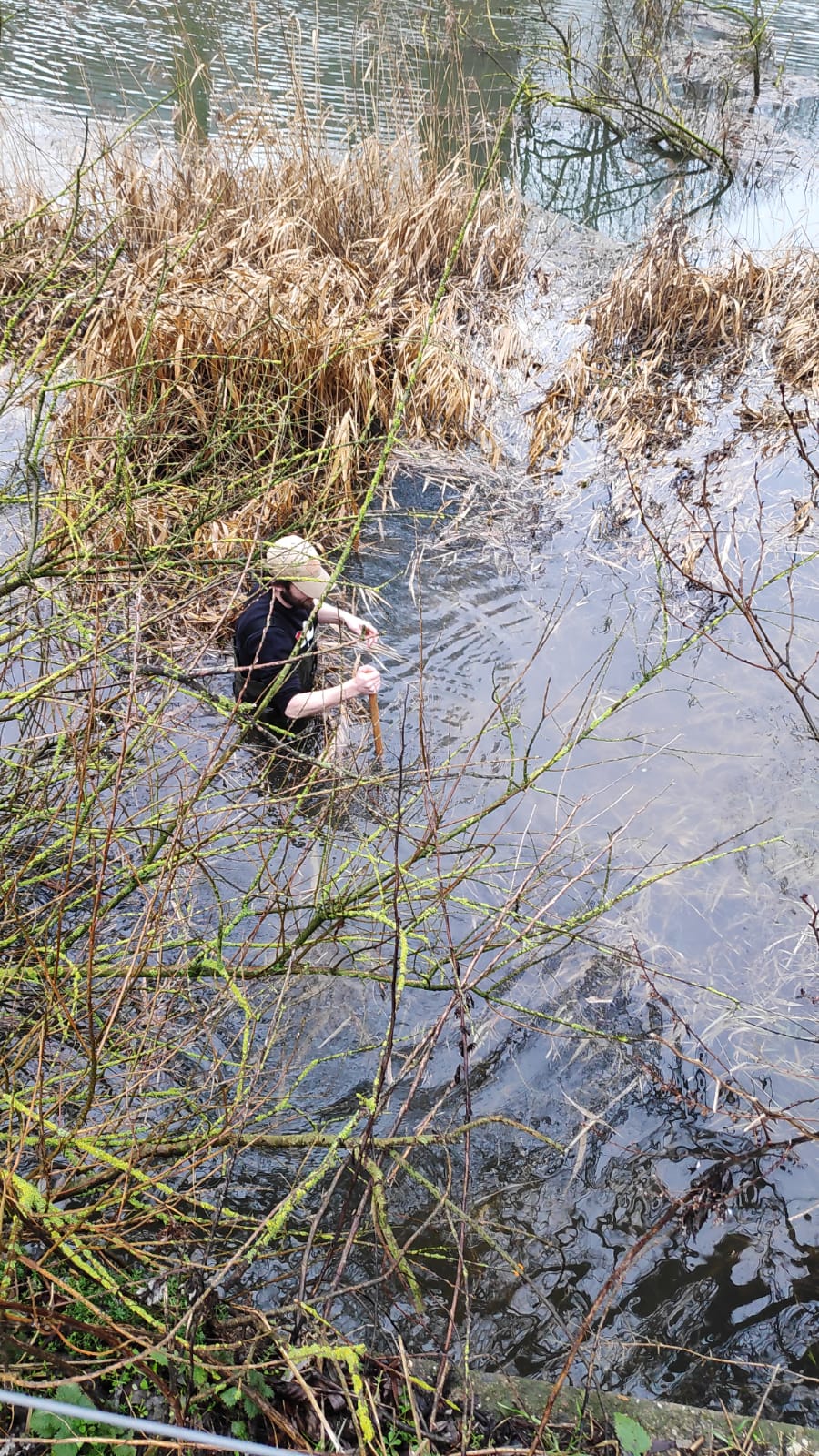 Redden van een wildcamera bij hoogwater in de Millingerwaard. Foto: Teun van Beuningen
