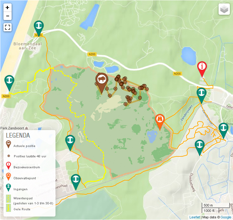 Actuele positie van wisenten op www.wisenten.nl