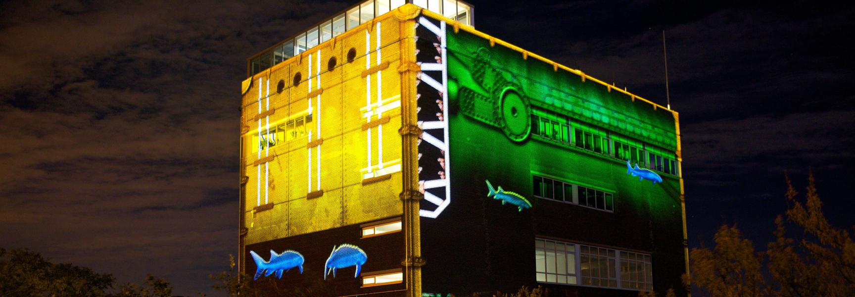 Lichtprojectie Haringvlietsluizen