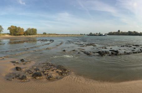 Lage waterstanden in de Waal bij Bemmel
